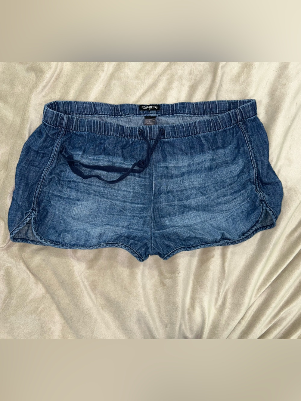 Express Women's Blue Denim Drawstring Shorts